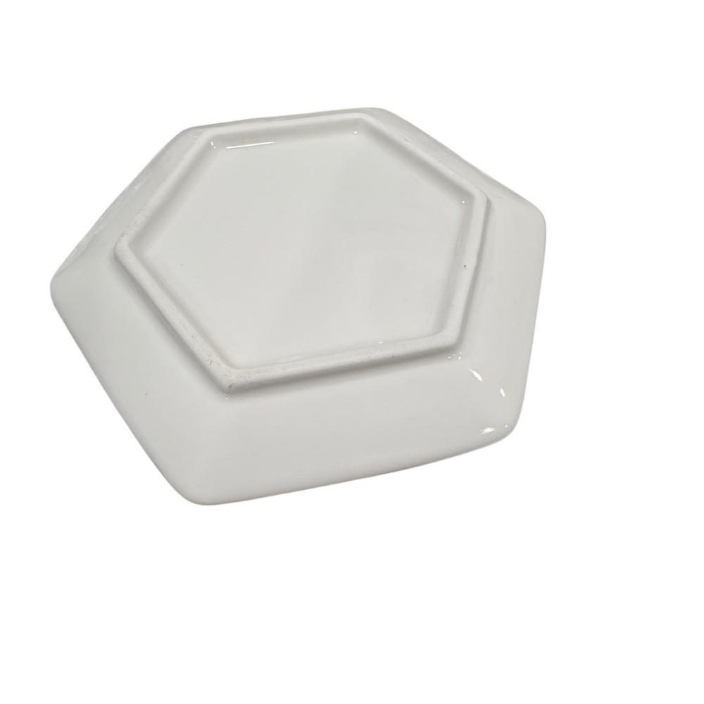 Hexagonal Marble Trinket Dish with Gold Trim - Picture 4 of 5